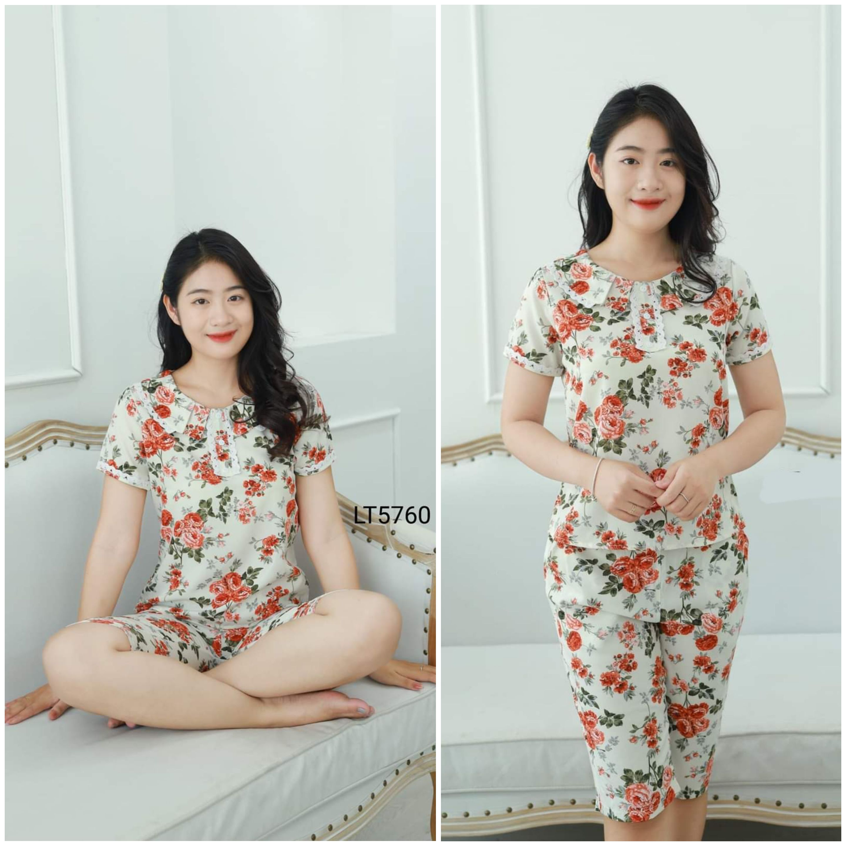 (BunnySky) Đồ bộ mặc nhà lửng lụa mềm mịn, quần áo nữ mẫu lửng mặc hè