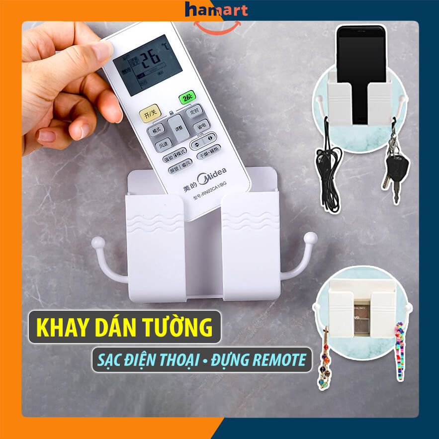 Punch-free Mobile Phone Holder Wall Mount Stand Remote Control Organizer Storage Box Charging Bedside Container Rack
