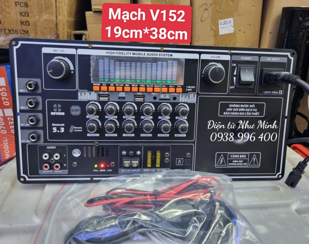 Mạch loa kéo v152 - kích thước 19x38 dùng loa 4 tấc đôi /5 tấc đơn