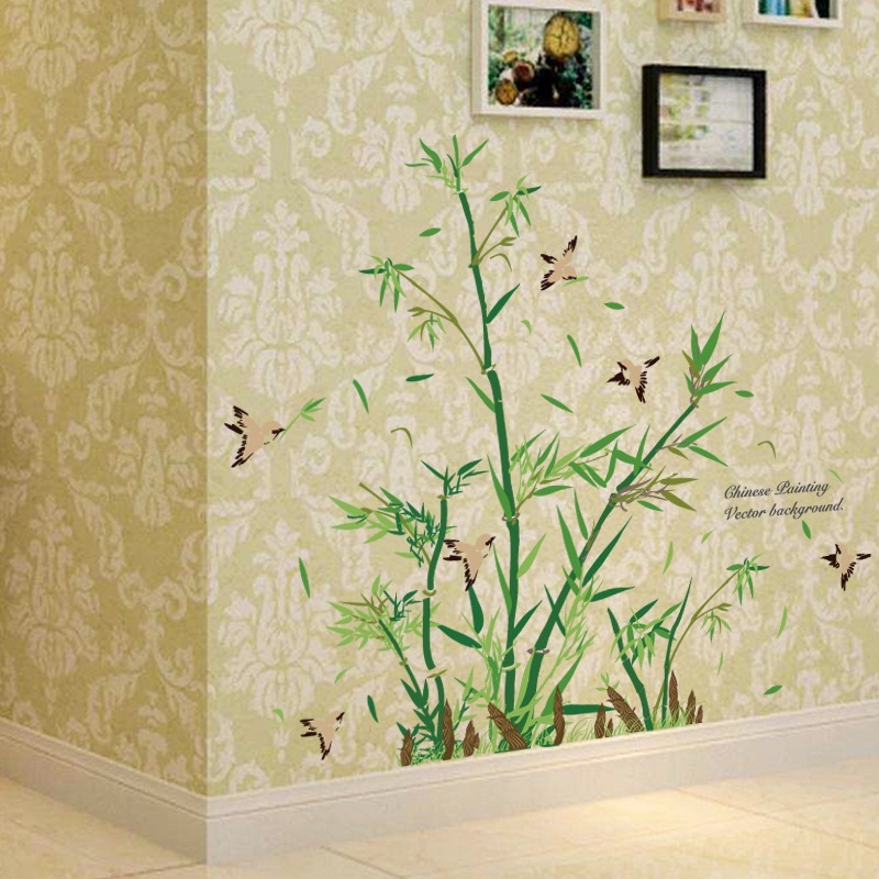 Decal tranh dán tường cây tre xanh