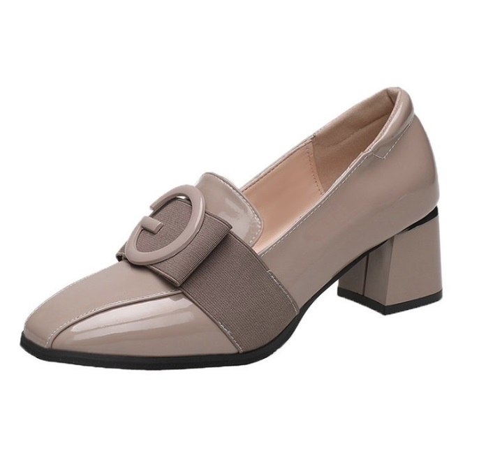 [CAO CẤP] Giày loafer đế vuông 5 phân da trơn khóa chữ cao cấp thon gọn thoải mái khi mang lâu S021
