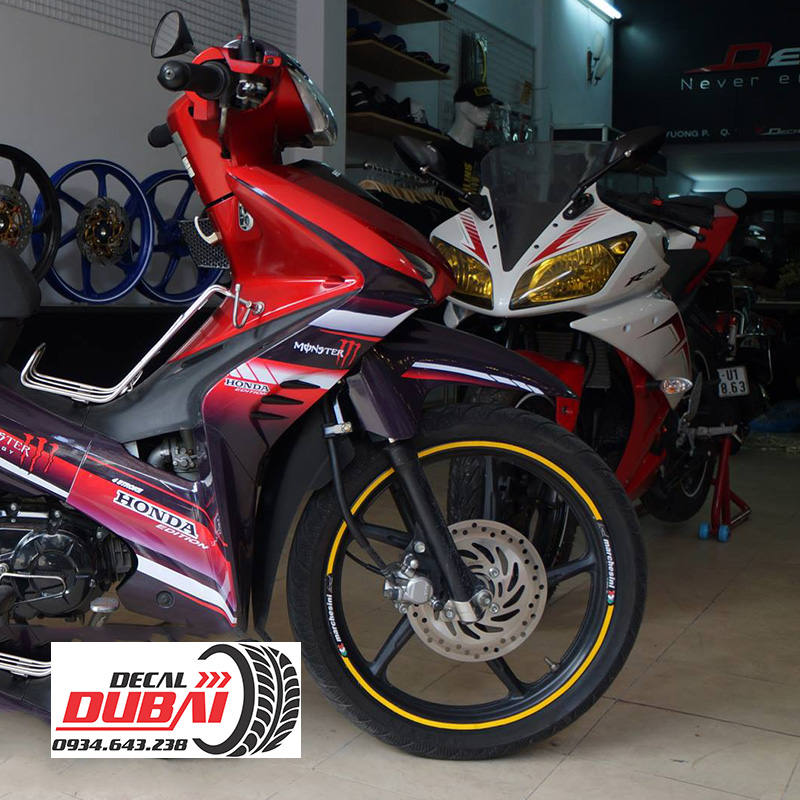 Tem Xe Wave RSX 2012 Đỏ Đen Monster