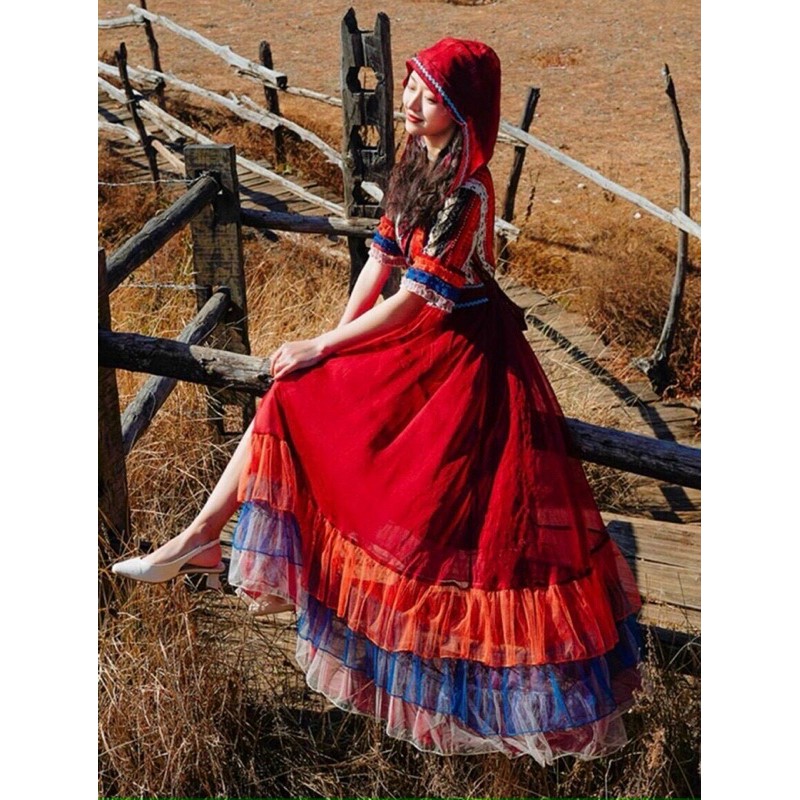 Đầm Maxi Thổ Cẩm Boho Bao Sống Ảo [ẢNH THẬT TRẢI SÀN]