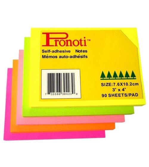 Giấy Note dạ quang neon 3x2 Pronoti