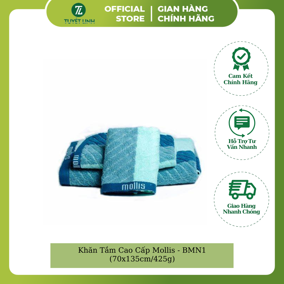 Khăn Tắm Cao Cấp Mollis - BMN1 (70x135cm/425g)