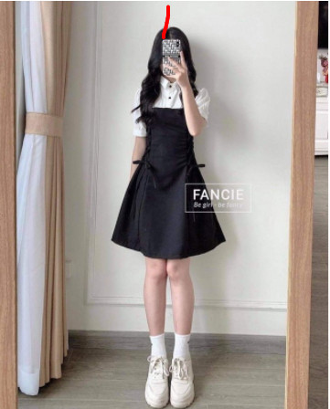 Váy cổ trắng đan eo HSU1