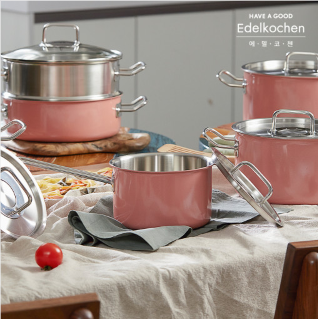 [HCM]Nồi hấp Edelkochen Inox Solid Hồng 3 lớp 24cm kèm xửng hấp