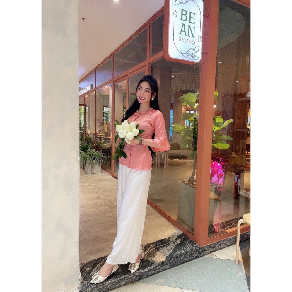 Bộ bà ba tay loe và lv trắng