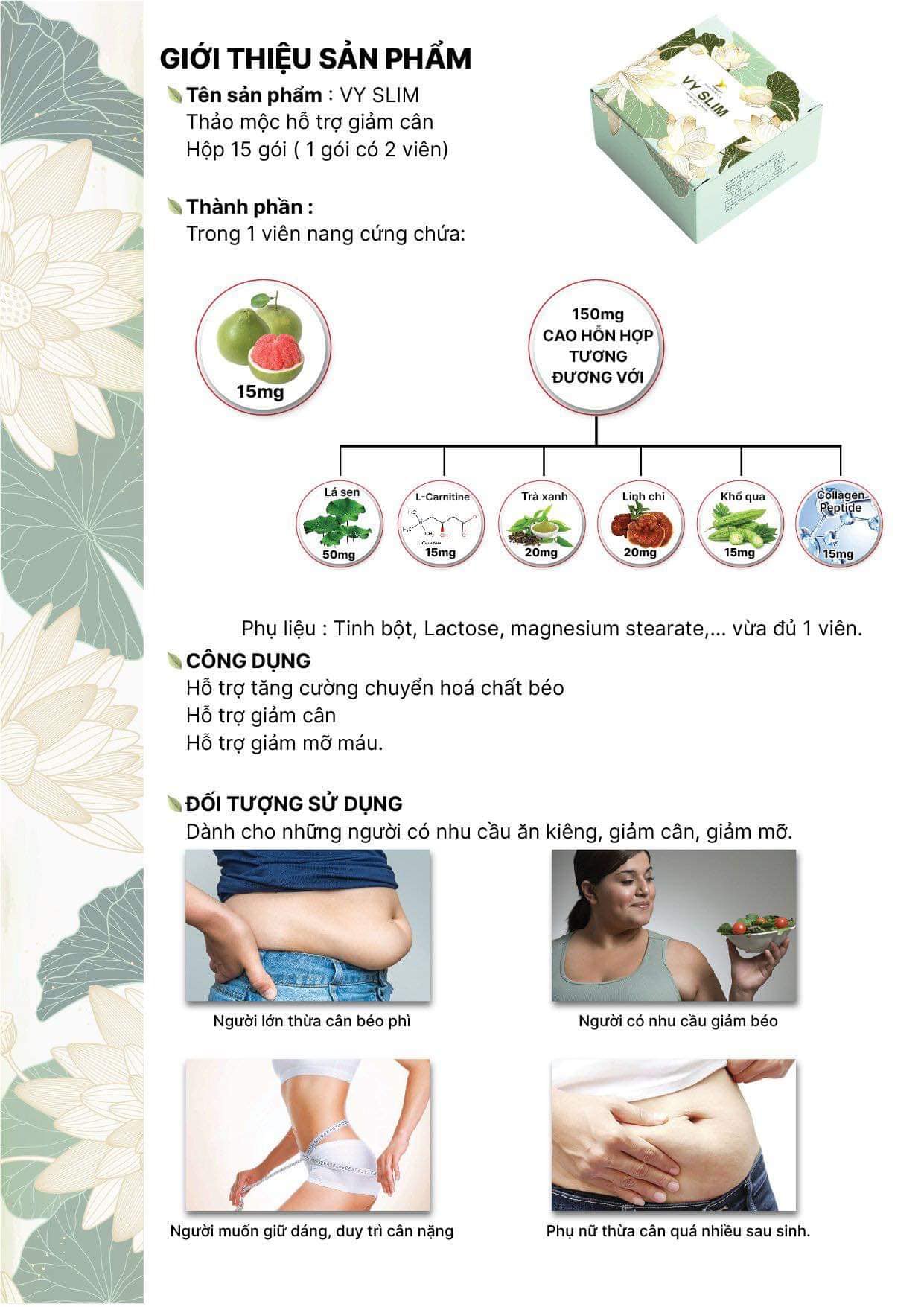 Trà Thảo Mộc Giảm Cân mẫu mới Vy Slim (liệu trình 30 ngày)