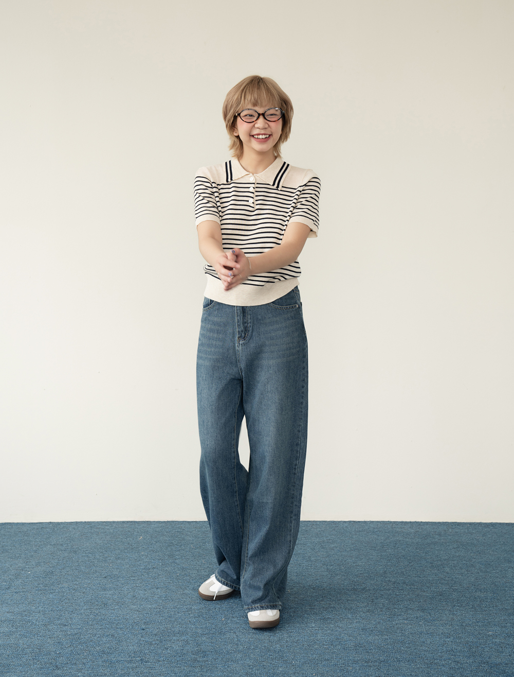 BLEUBIRD Quần jeans cạp trễ ống suông Bleached Jeans