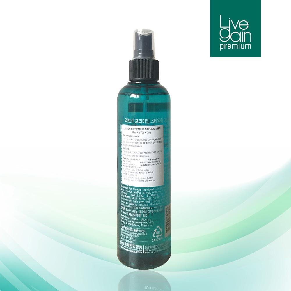 [HCM]Keo Xịt Cứng Livegain Premium Styling Mist 250ml Hàn Quốc