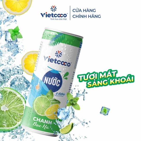 Combo 6 lon nước chanh bạc hà Vietcoco 240ml