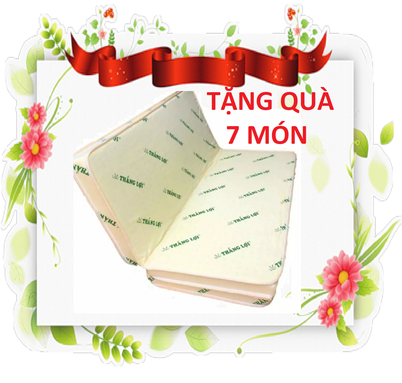 Nệm Dày 10cm gấp 3 cao su non Thắng Lợi chính hãng quà tặng 7 món