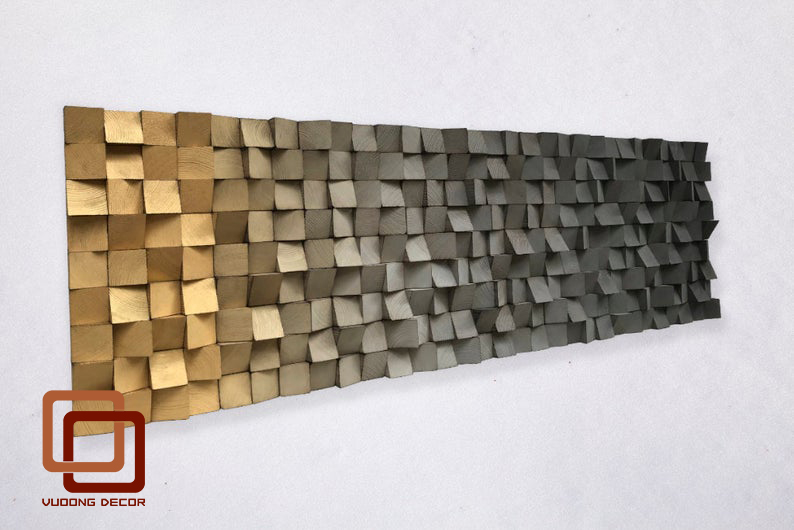 Tranh gỗ trang trí 3D GRADIENT ẤM ÁP (Wood mosaic) - KÍCH THƯỚC 30cmx1M