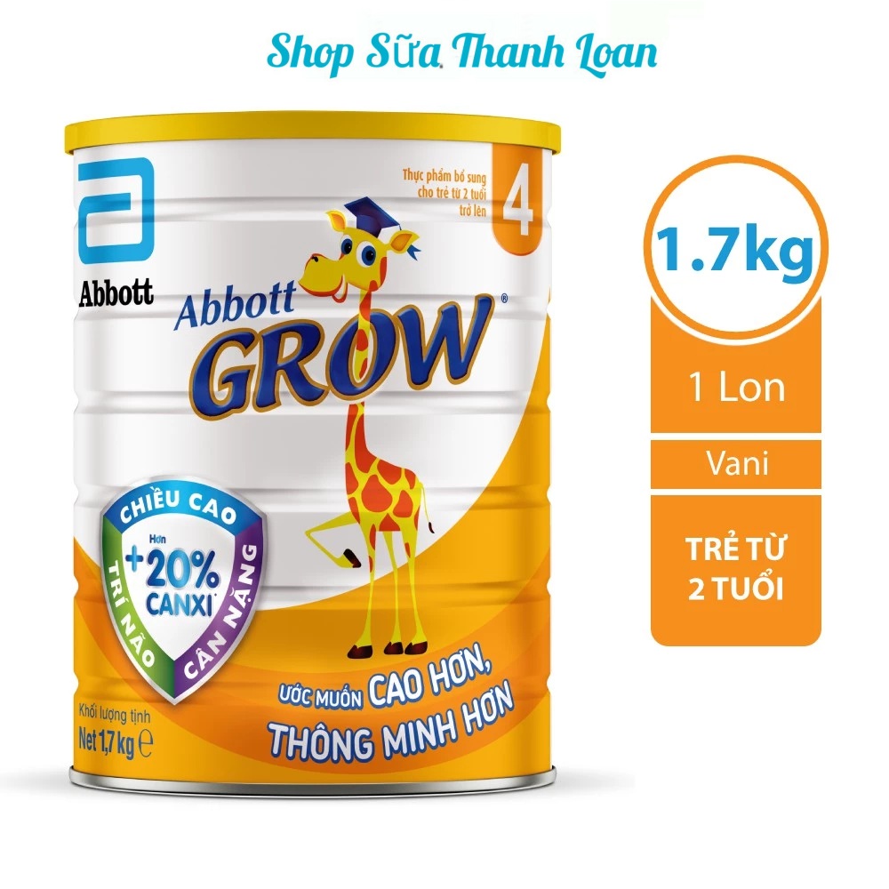 (HSD T9-2026) Sữa Bột Abbott Grow 4 - Lon 1.7Kg (Dành Cho Bé Trên 2 Tuổi).