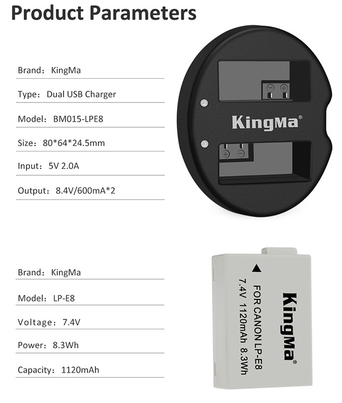 Pin máy ảnh KingMa LP-E8