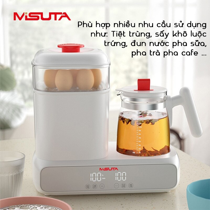 Máy tiệt trùng, hâm sữa, pha sữa đa năng MISUTA 3 in1 có tích hợp sấy khô, điều chỉnh được nhiệt độ, Máy tiệt trùng cao cấp