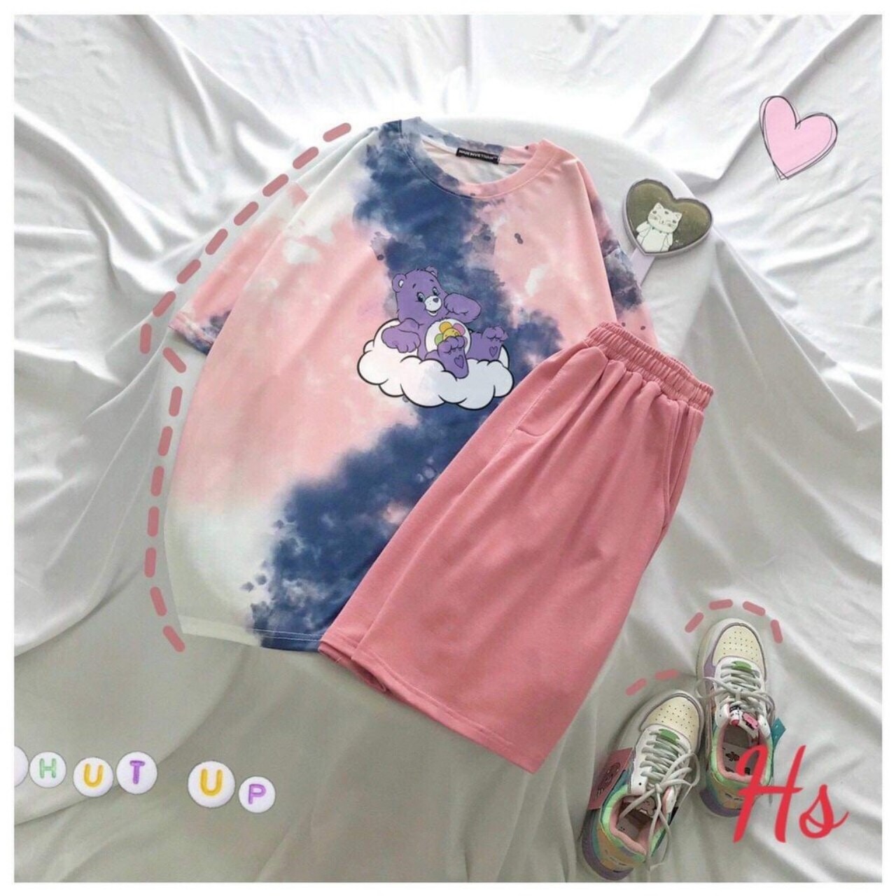 Bộ Quần Áo Nữ Mùa Hè Loang  Siêu Cutie Nhiều Màu - Set Áo Ngắn Tay Kèm Quần Đùi Nữ Siêu Xinh