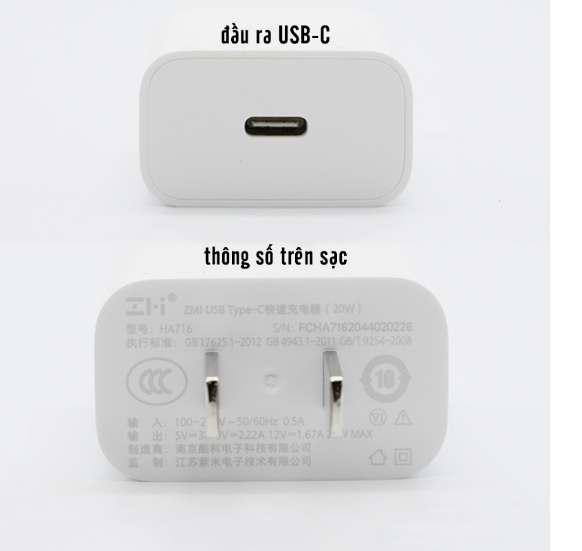 Củ sạc nhanh Xiaomi Zmi HA716 Type C ...