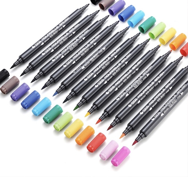 Bộ bút màu Sta Metallic 2 ngòi (ngòi brush và ngòi lông)