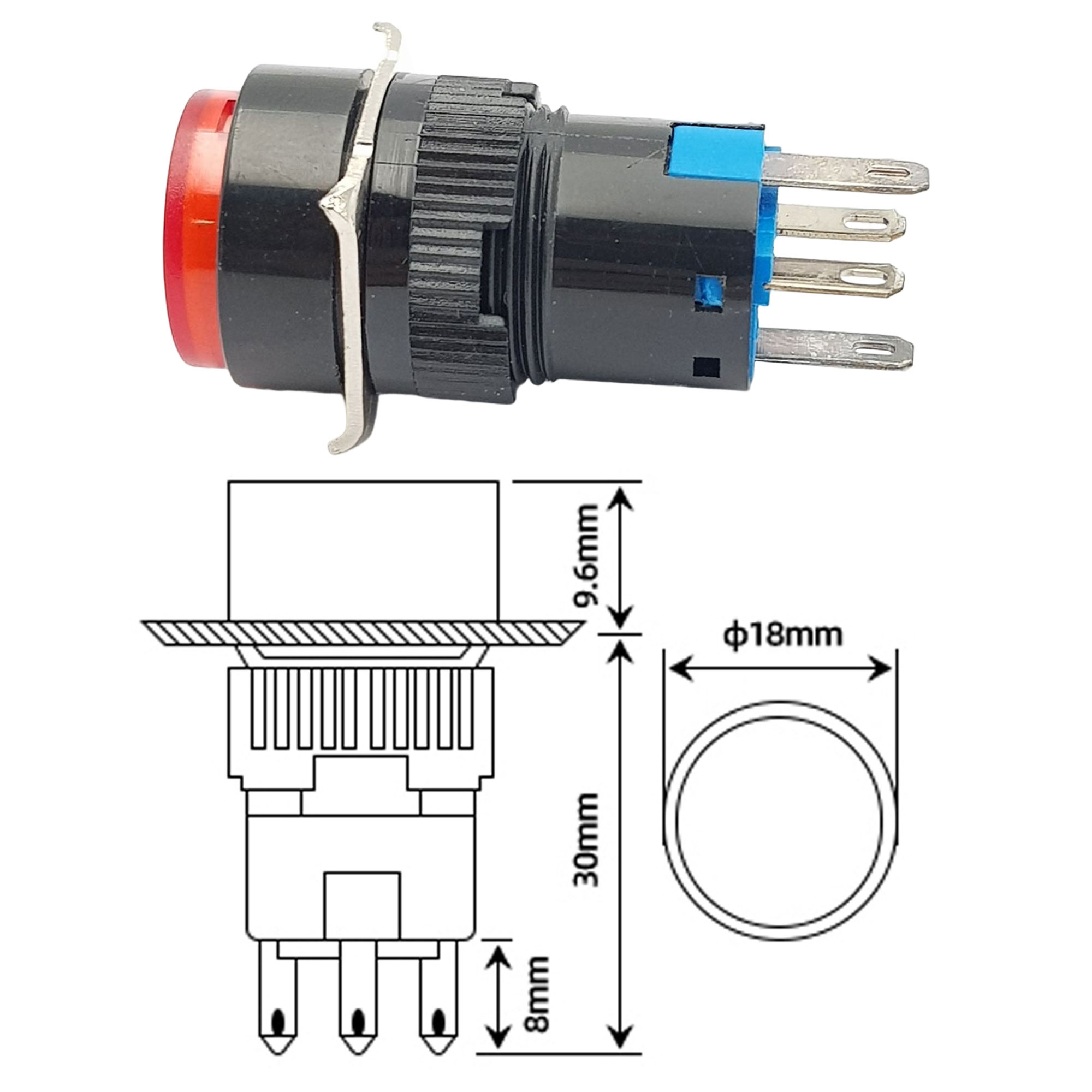 Nút nhấn tự giữ có đèn AL6-A 12V