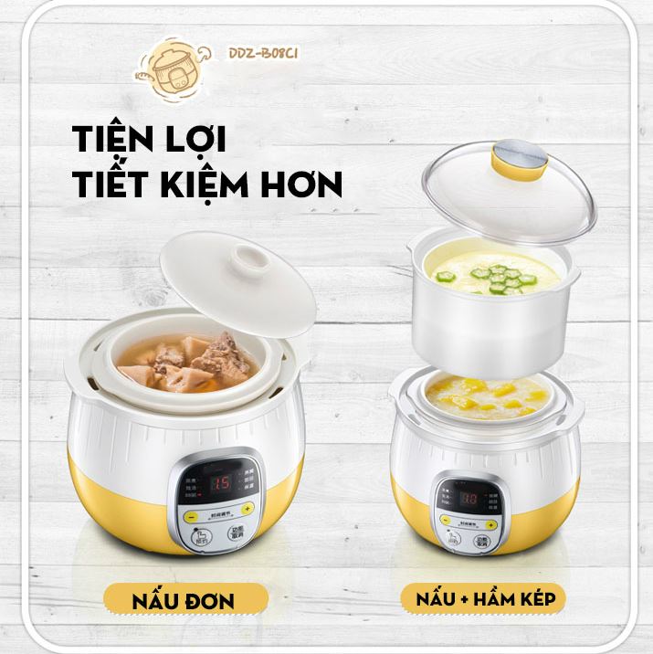 NỒI NINH HẦM CÁCH THỦY NẤU CHÁO BEAR DDZ-B08C1