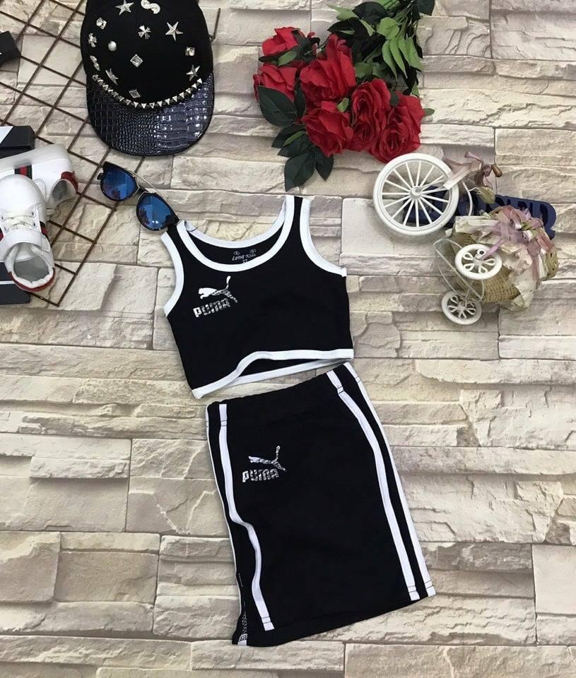 sét áo croptop kèm chân váy xẻ tà