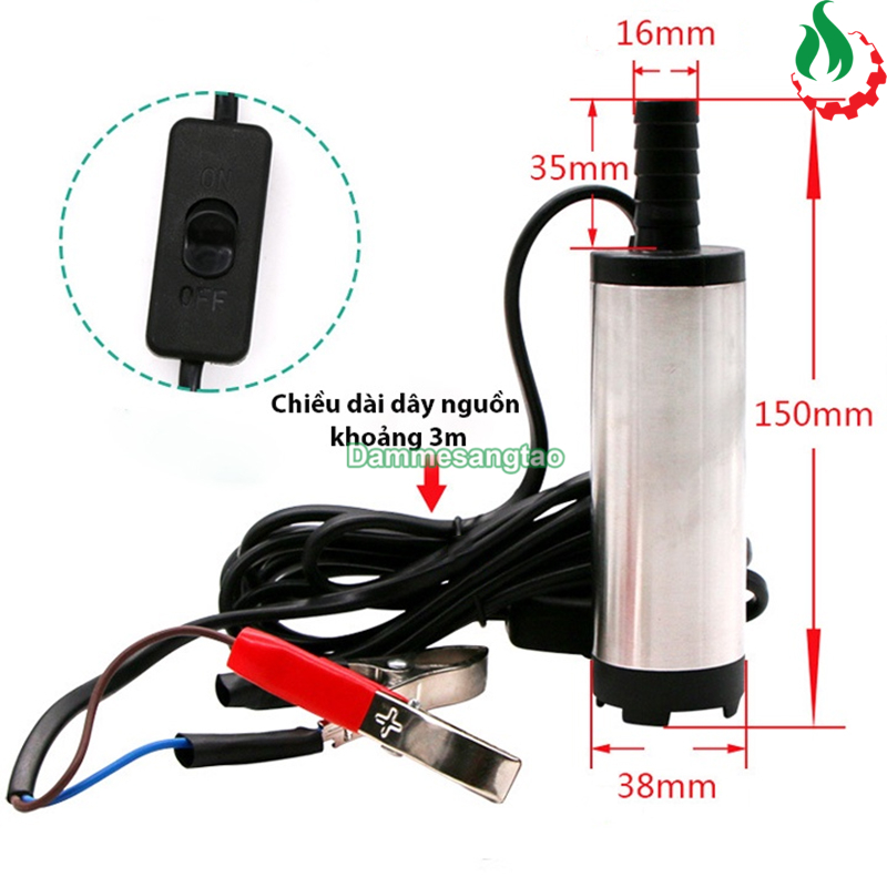 Bơm chìm 12V công suất 30W - 80W (Bơm dầu hoặc nước)