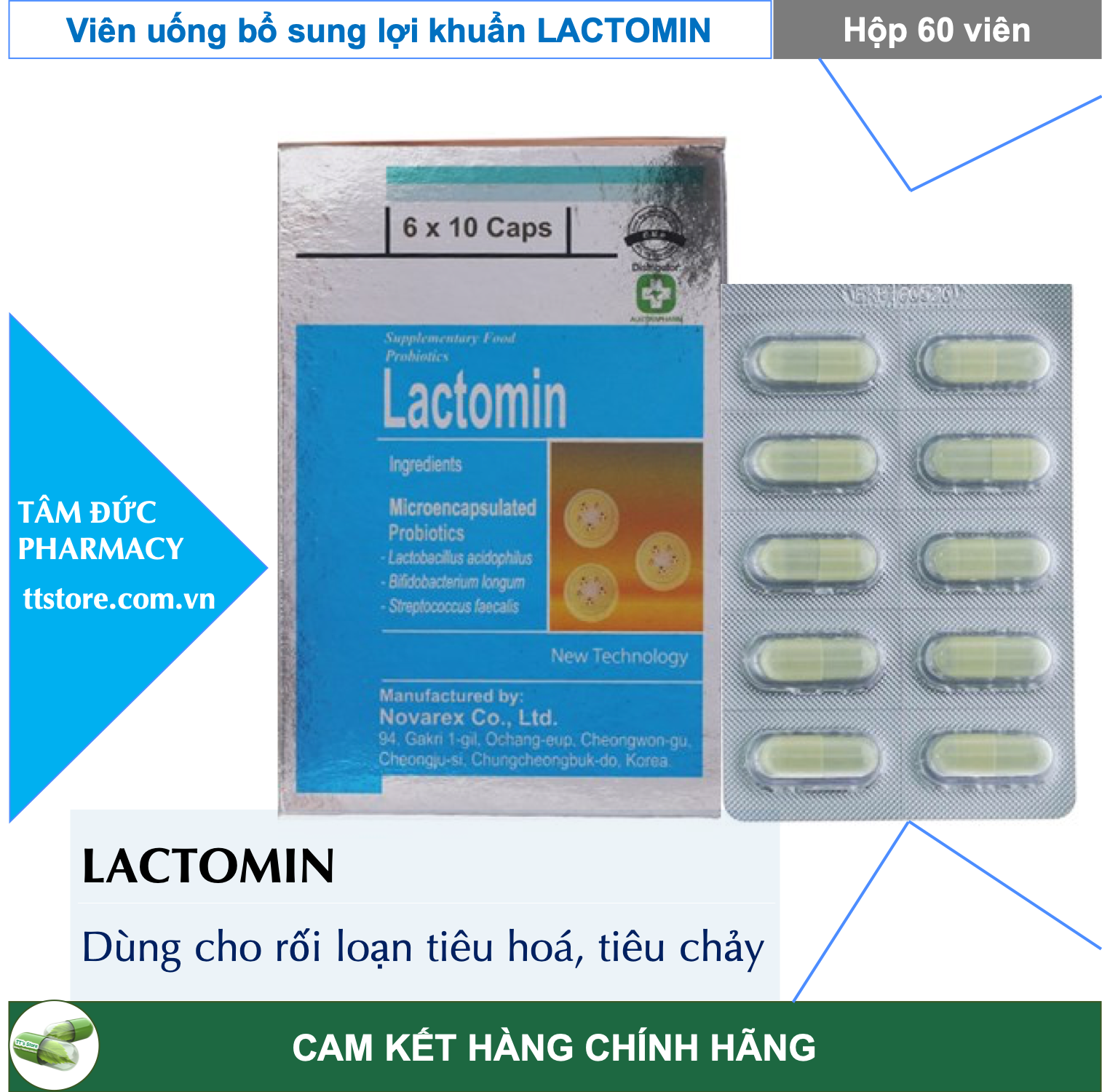LACTOMIN [Hộp 60 viên] - Men vi sinh từ Hàn Quốc