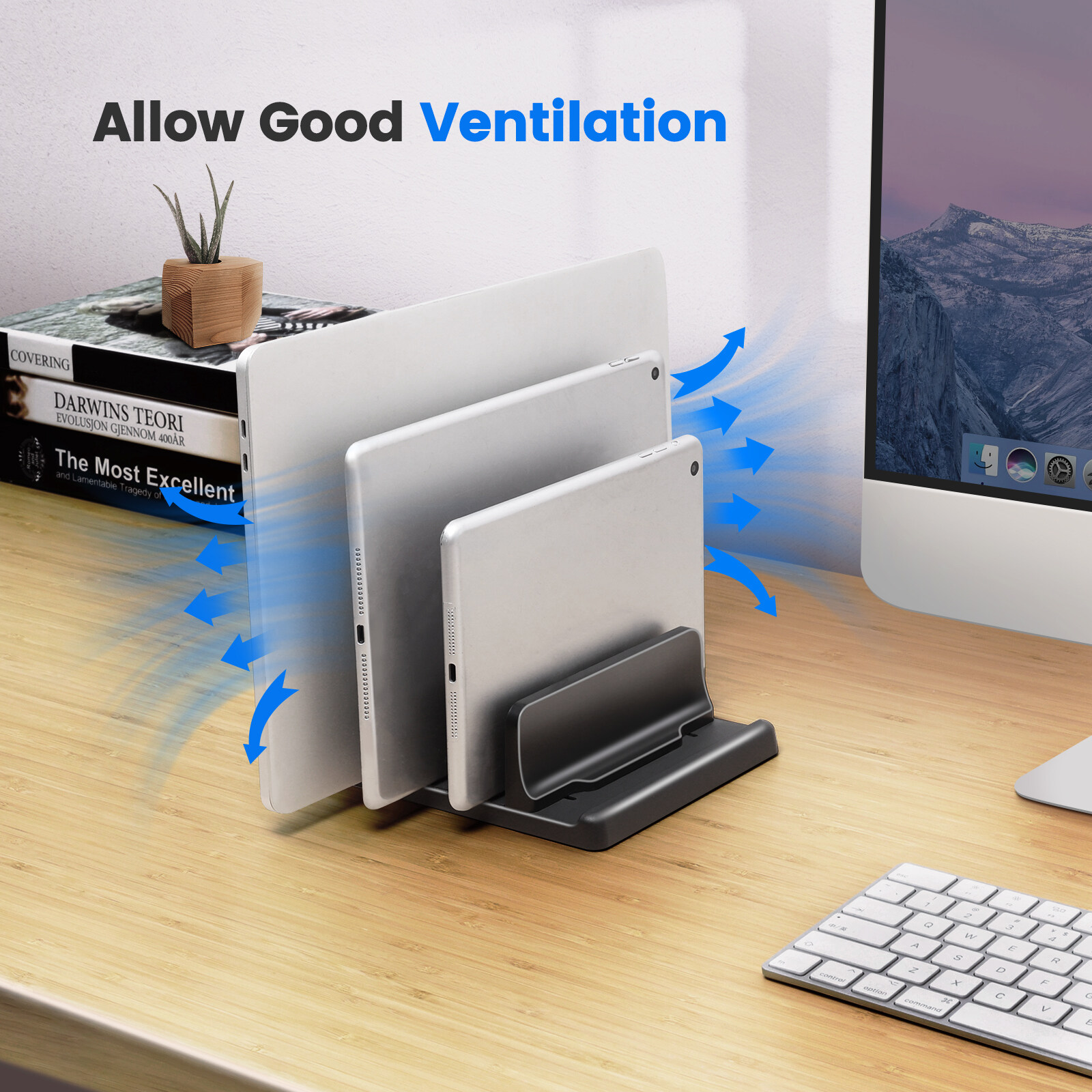 Vertical Laptop Stand Holder Adjustable Desktop ABS for Notebook,for Dock 3-in-1 Space-Saving,up to 17.3 inch