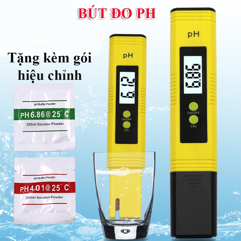 Bút đo pH dụng cụ kiểm tra độ mặn chua, phèn, kiểm soát độ axit của nước uống, ao cá nhỏ gọn, màn LCD chính xác cao