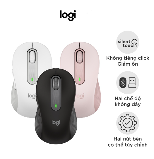 Chuột Không dây Bluetooth + Wireless Logi Signature M650_ĐEN