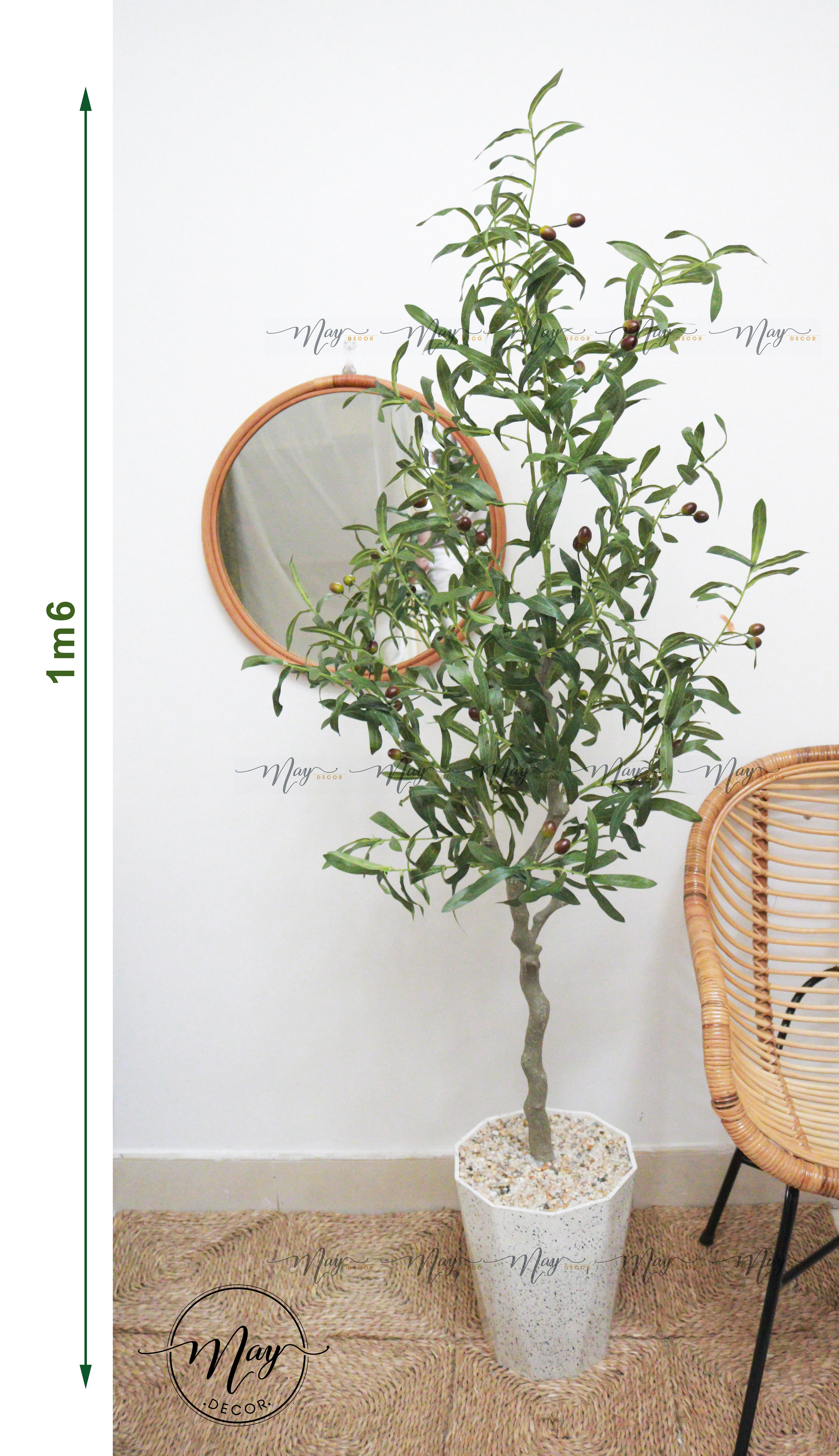 Cây giả, Cây Oliu giả cao cấp 1m, 1m4,1m6,1m7 Decor trang trí nhà cửa, shop, spa, MayDecor