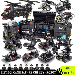 Đồ chơi lắp ráp Bộ đồ chơi lắp ráp mô hình Máy Bay Xe Cảnh Sát Robot chiến đấu gồm 500 - 900 mảnh ghép 48 cách chơi thumbnail