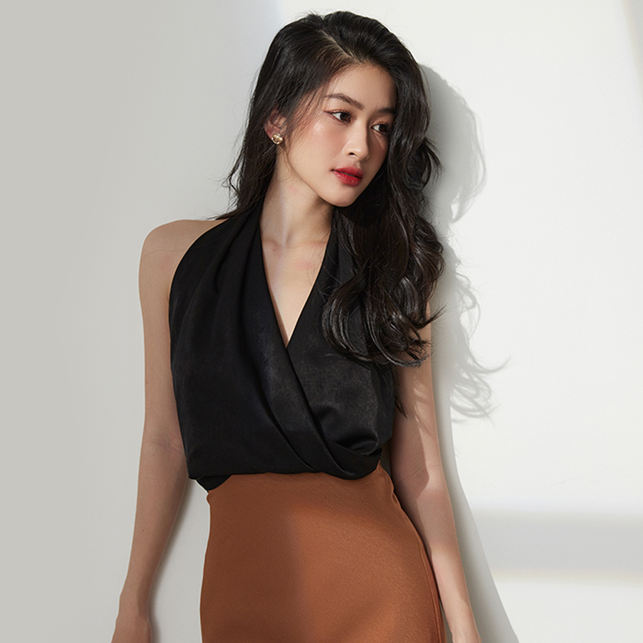 Áo Maybi lụa cổ đổ chéo