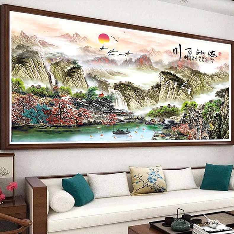 Tranh thêu chữ thập - Thủy mặc 04