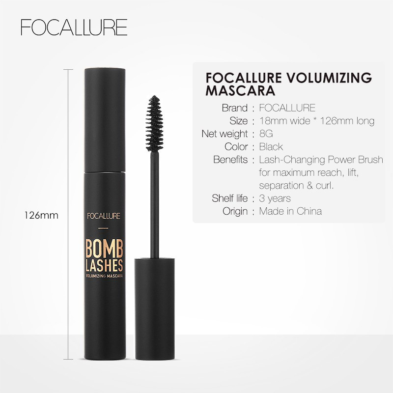 FOCALLURE Chuốt mi Mascara cong mi chống thấm nước 8G