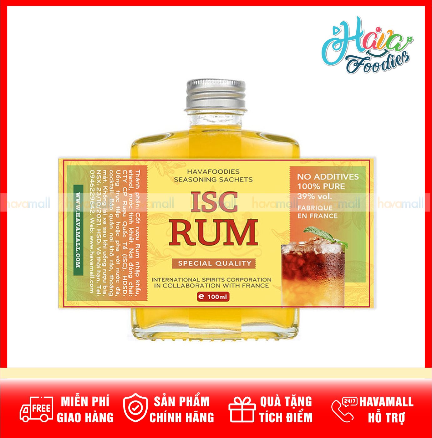 Rư.ợ.u rum isc 100ml – nguyên liệu làm bánh, pha chế