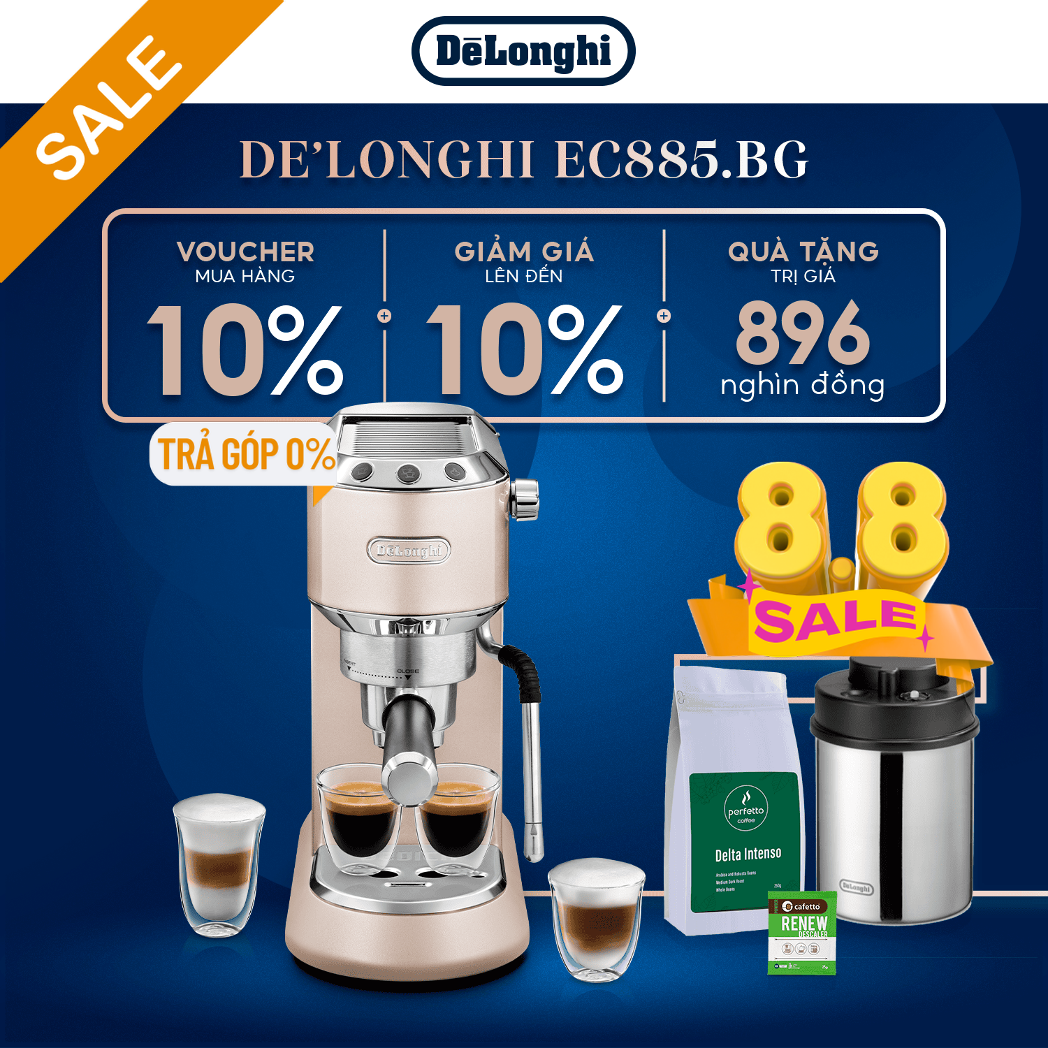 Máy pha cà phê DeLonghi Dedica Duo EC890 | Arte EC885– Chính hãng, pha Espresso Cappuccino tại nhà