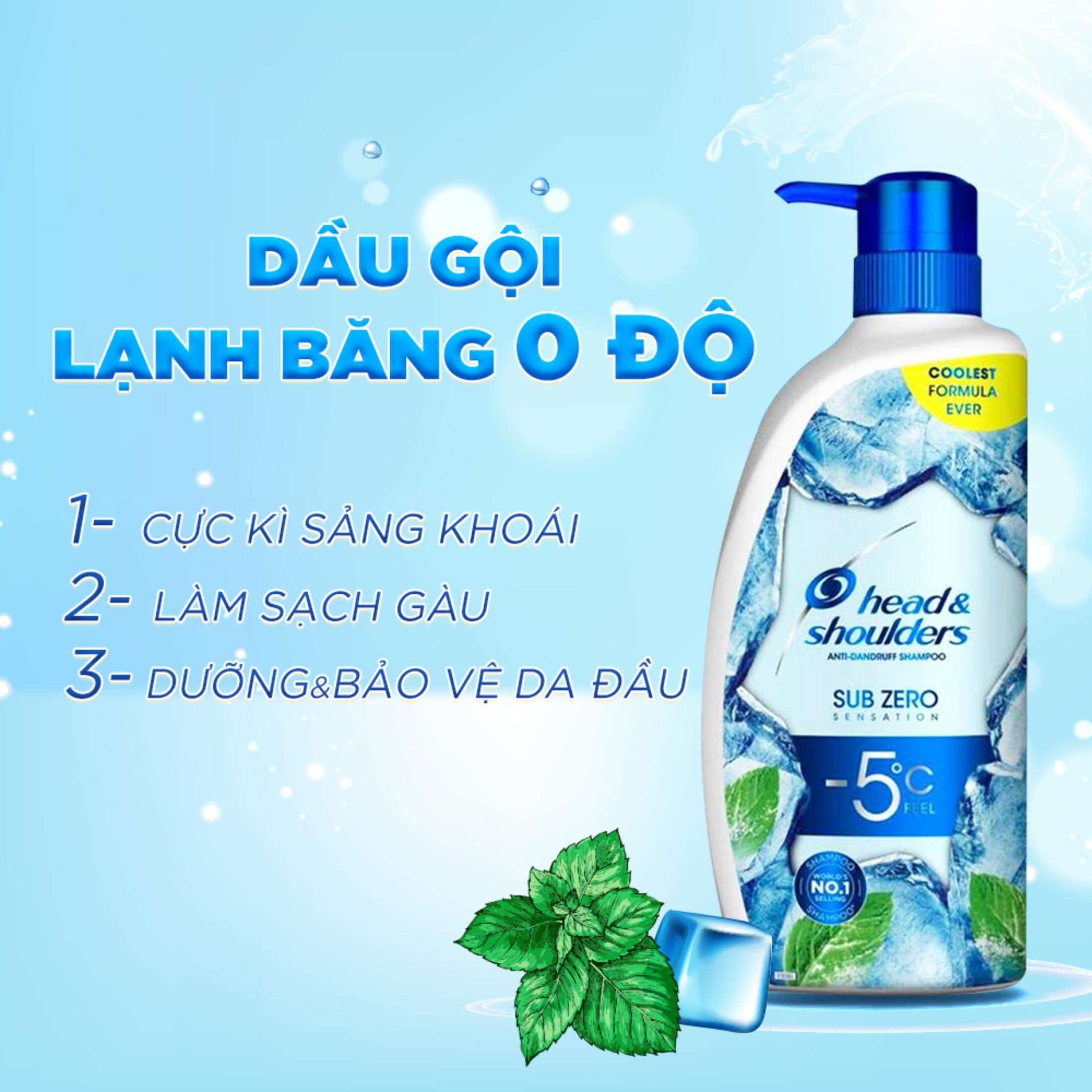 Dầu gội Head&Shoulders Băng lạnh Subzero (gấp đôi chất bạc hà) 800ml