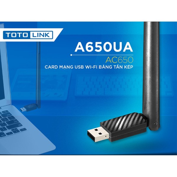 USB thu Wi-Fi băng tần kép AC650 Totolink A650UA