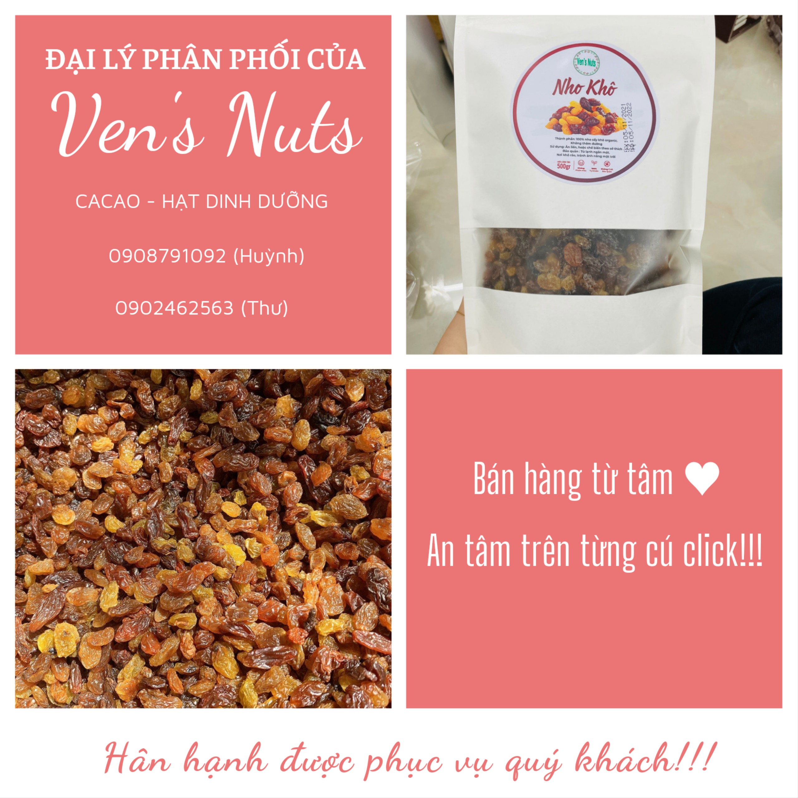 [BÌNH DUONG] Nho khô - Nho nâu Ấn Độ - Malayar- 500gr
