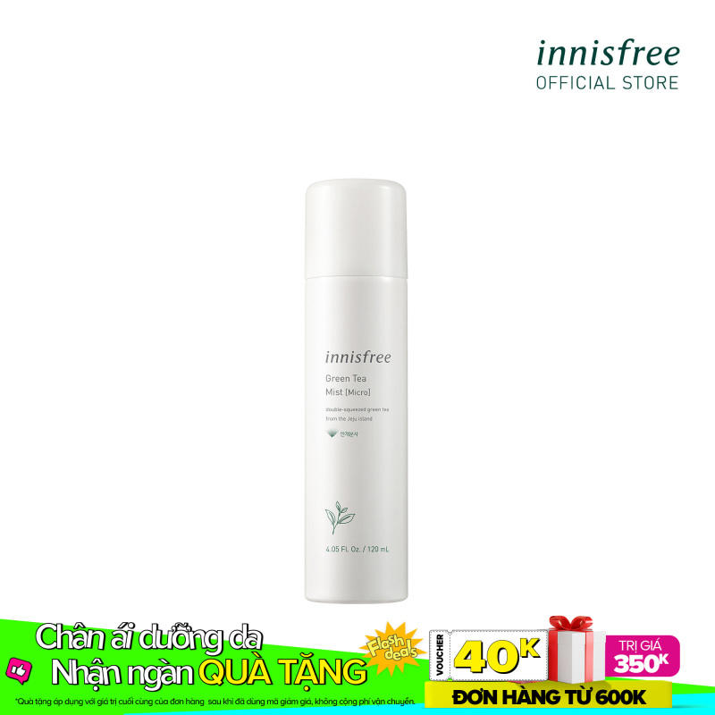 Xịt khoáng dưỡng ẩm phun sương siêu mịn từ trà xanh đảo Jeju Innisfree Green Tea Mist Micro 120ml - NEW nhập khẩu