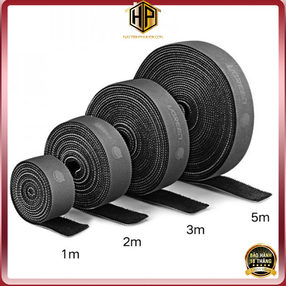 Ugreen LP124 - Dây dán Velcro tiện dụng dài từ 1-5m màu xám chính hãng