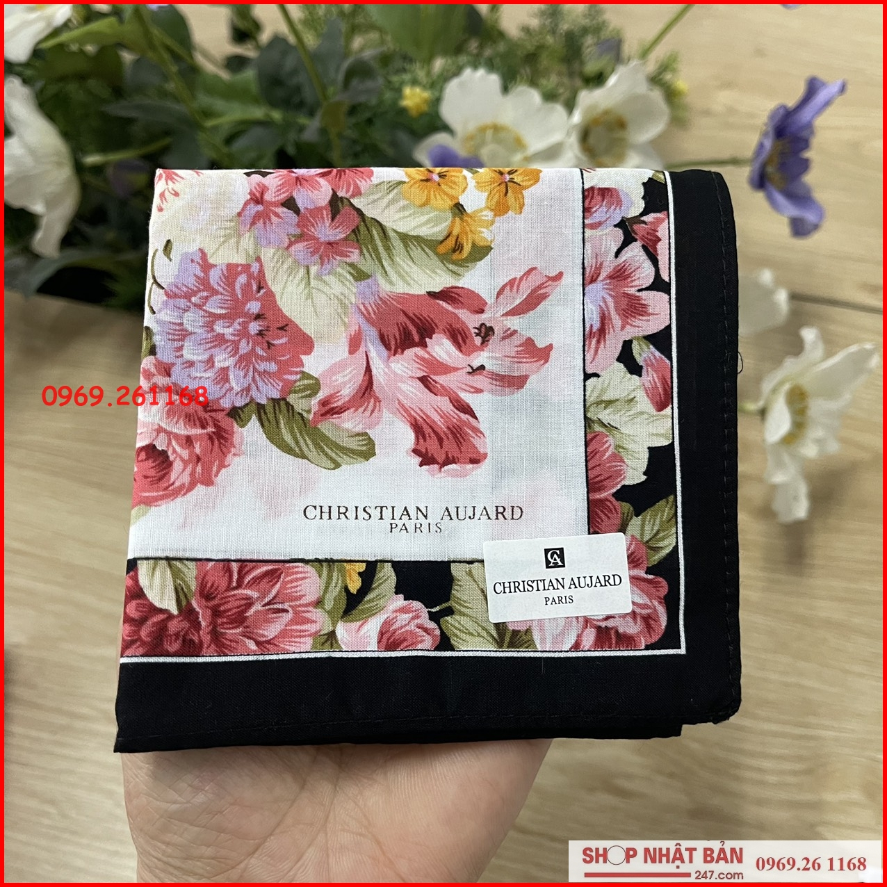 Khăn mùi xoa nữ / khăn tay nữ cao cấp Christian Aujard Hàn quốc