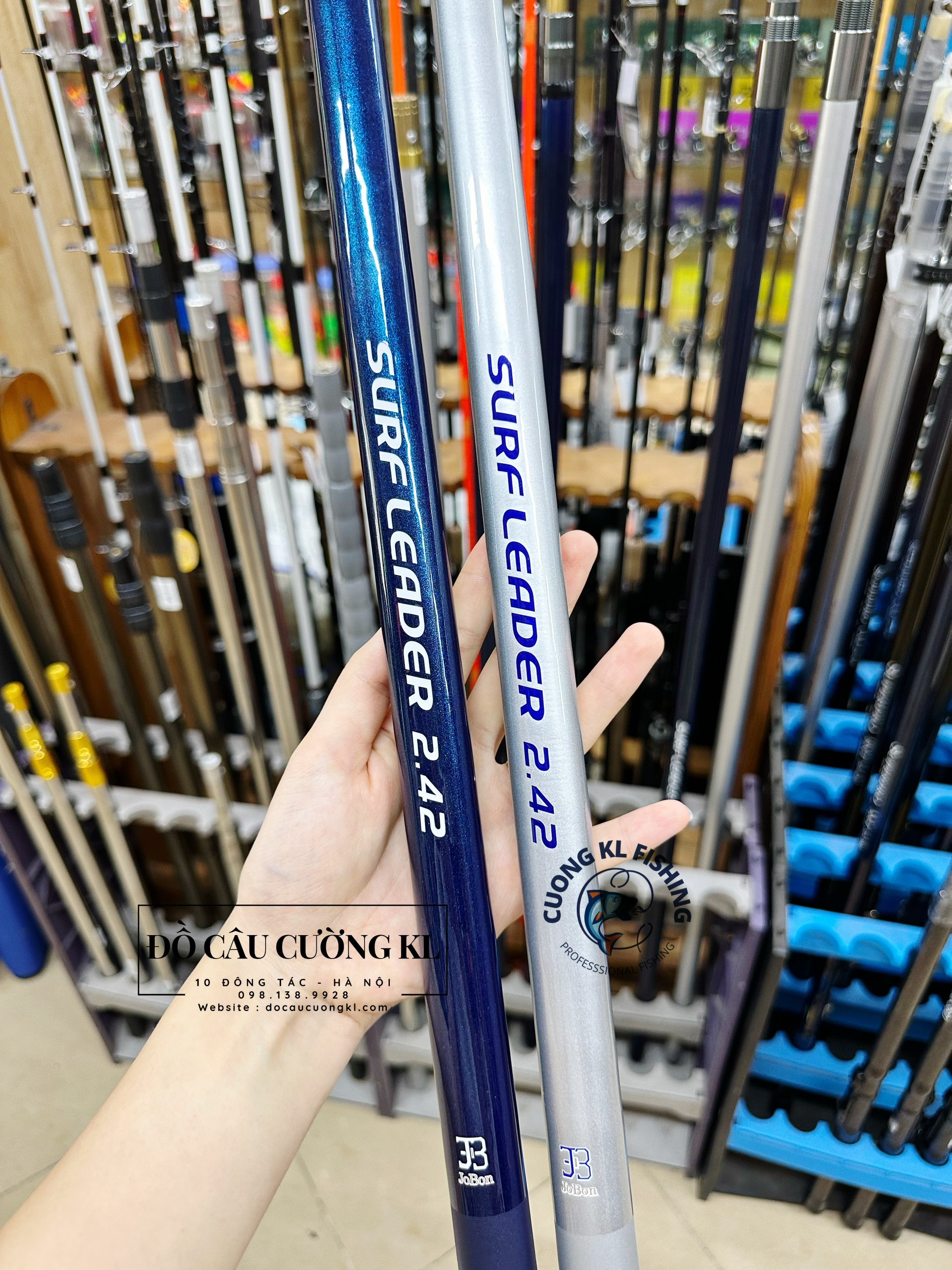 Cán vợt Carbon 2 đốt Surf Leader 2m42 câu cá