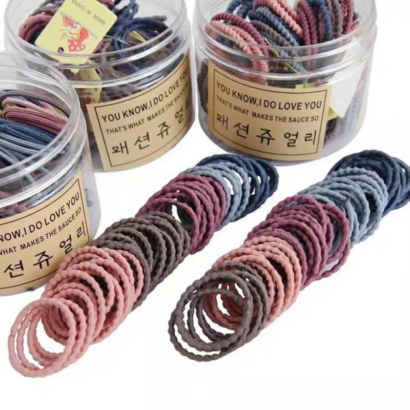HỘP 100 SỢI THUN CỘT TÓC LOẠI NHỎ NHIỀU MÀU CHO BÉ GÁI