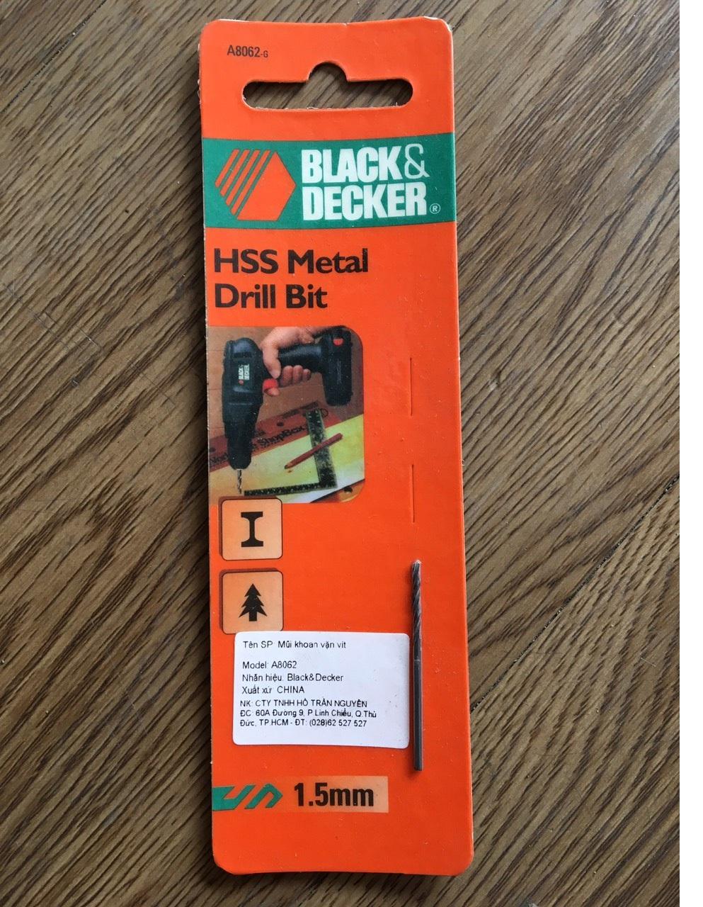 COMBO 3 Mũi khoan sắt HSS 1.5mm BLACK+DECKER  A8062