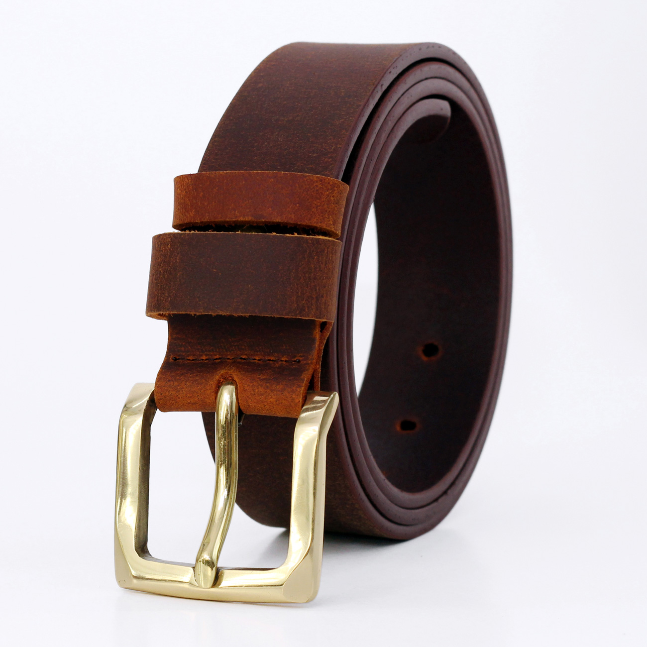 Thắt lưng da bò sáp khóa đồng AT Leather S4K-03