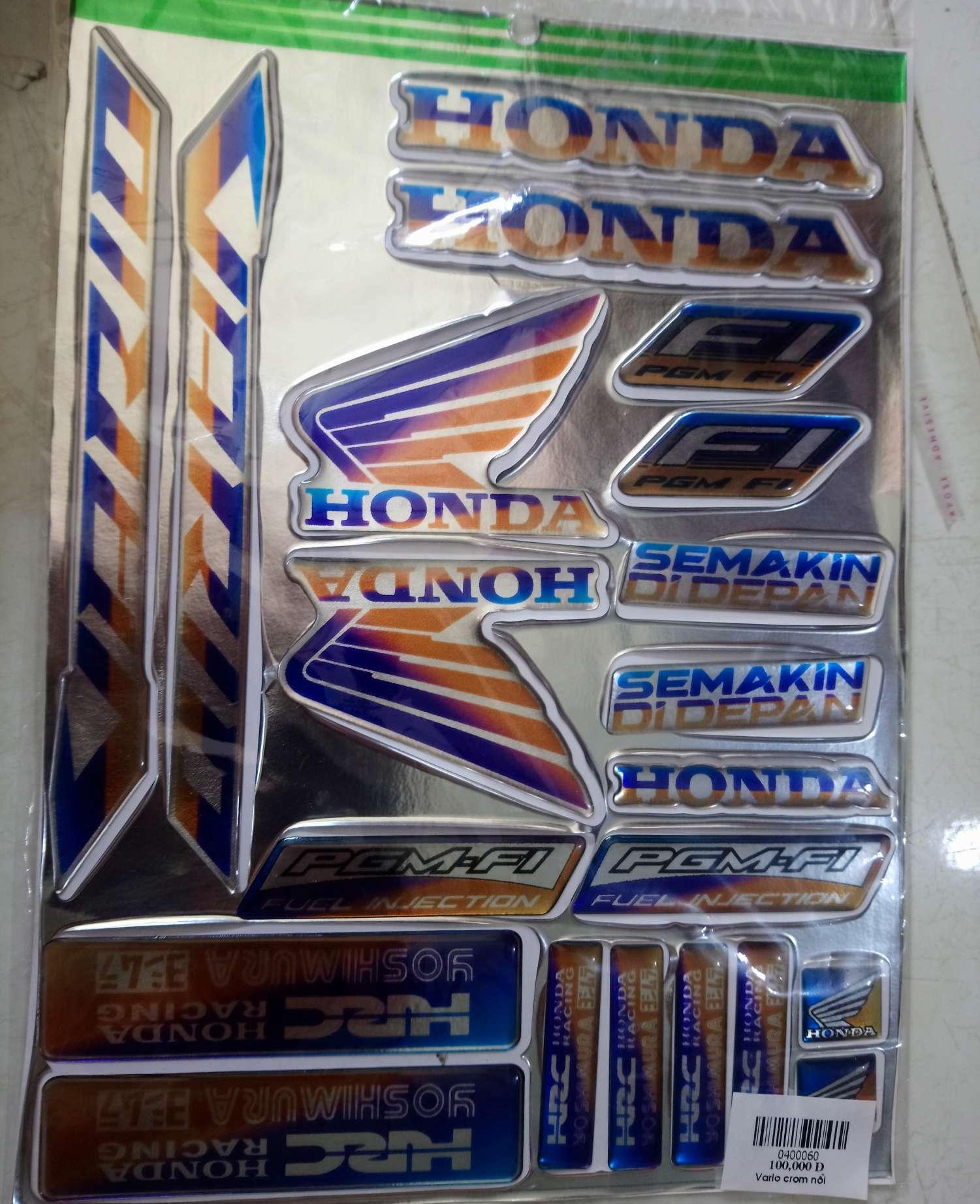 Tem logo vario cánh chom honda trọn bộ crom giả titan đổ nổi